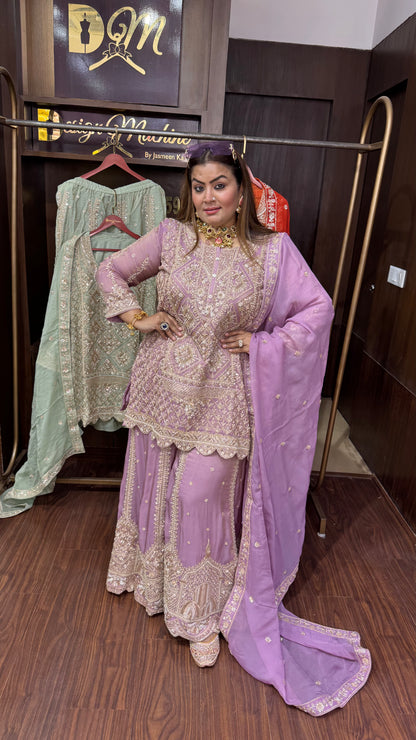 Veloura (Pure chinnon Crepe Sharara Suit)