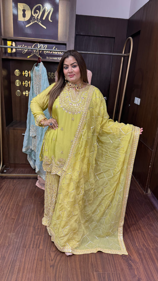 Virezza (Pure Chinnon Crepe Sharara Suit)