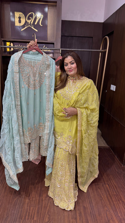 Virezza (Pure Chinnon Crepe Sharara Suit)