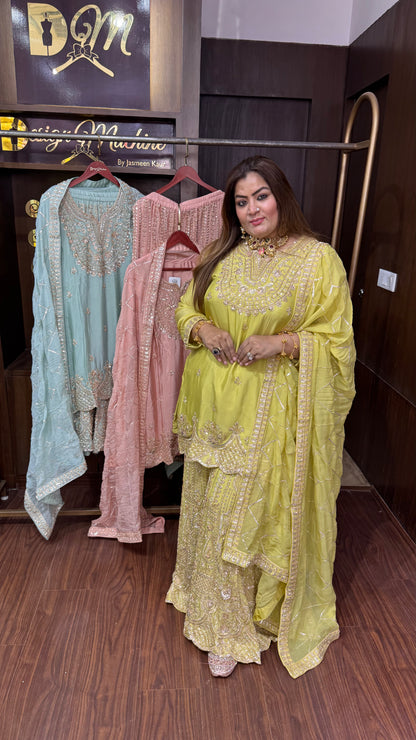 Virezza (Pure Chinnon Crepe Sharara Suit)