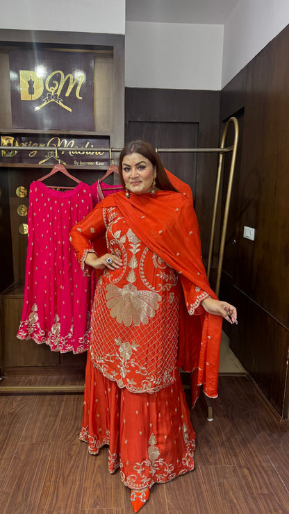 Ayesha (Pure Chinnon Sharara Suit)