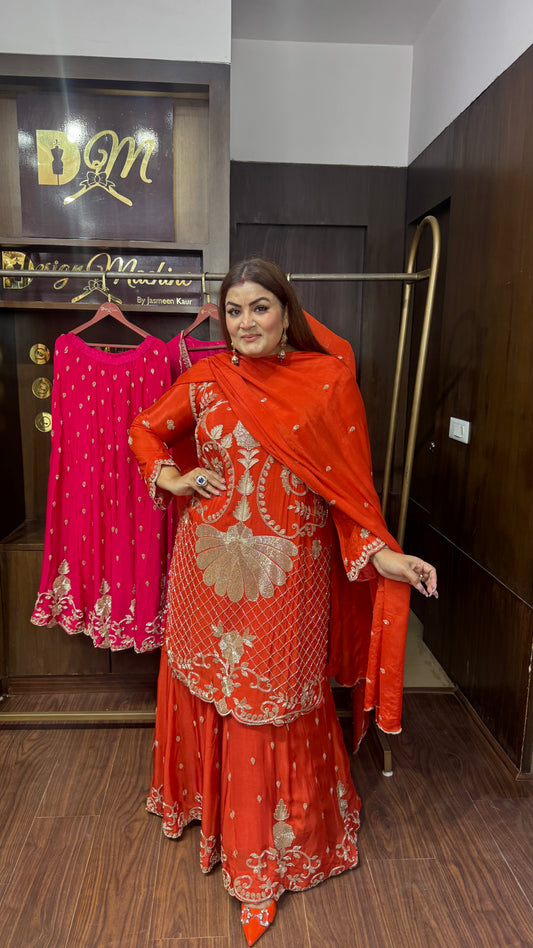 Ayesha (Pure Chinnon Sharara Suit)