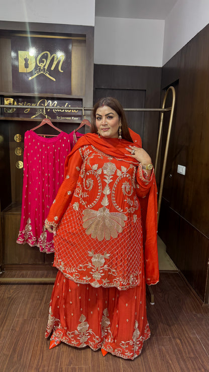 Ayesha (Pure Chinnon Sharara Suit)