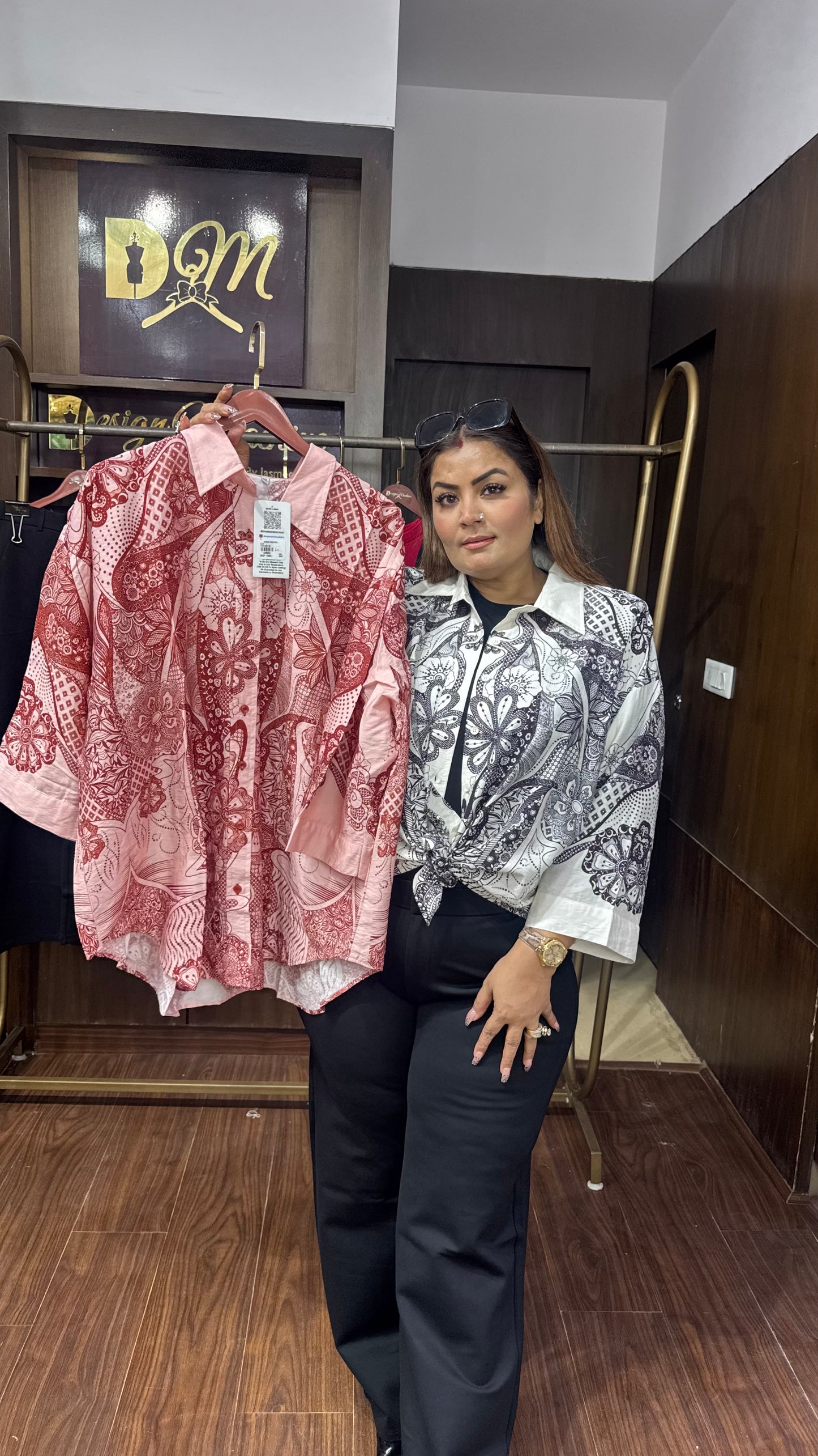 Lycra Top & Crepe Fabric Shirt