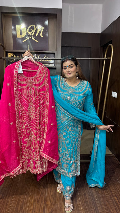 Zehra Pure Chunon Crepe Pakistani Suit