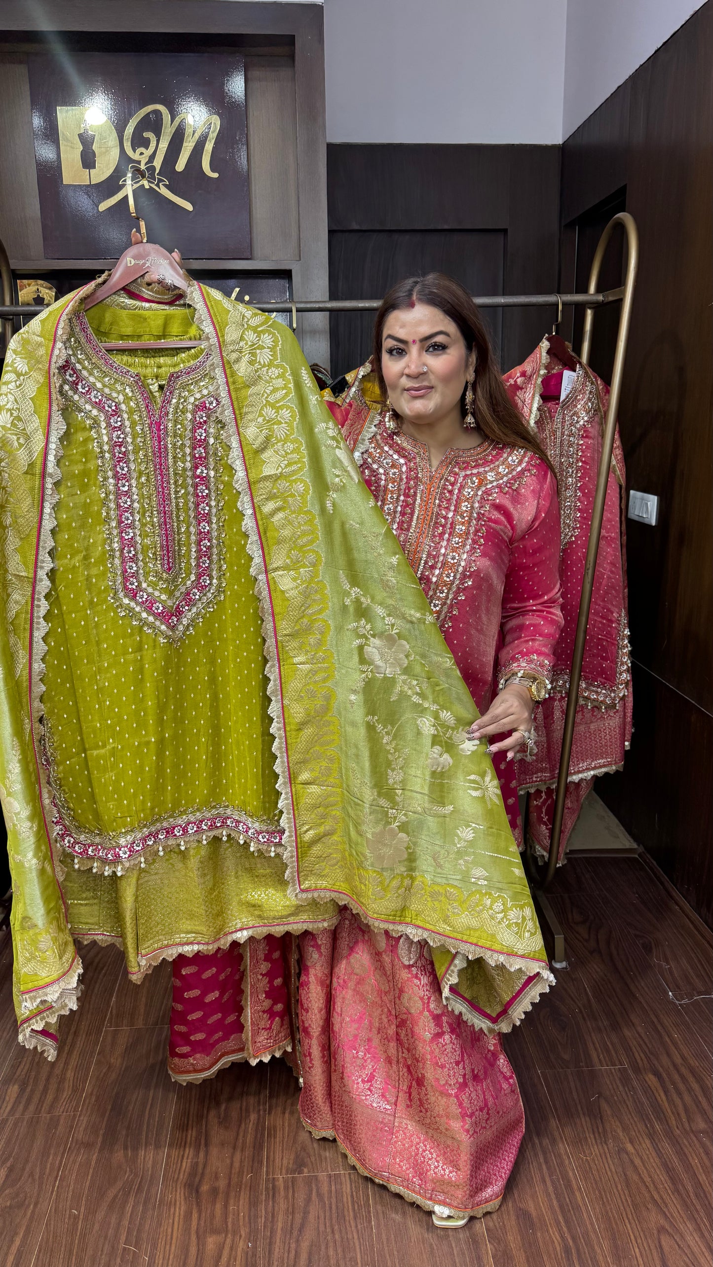 Alina Shimmer Tissue Sharara Suit