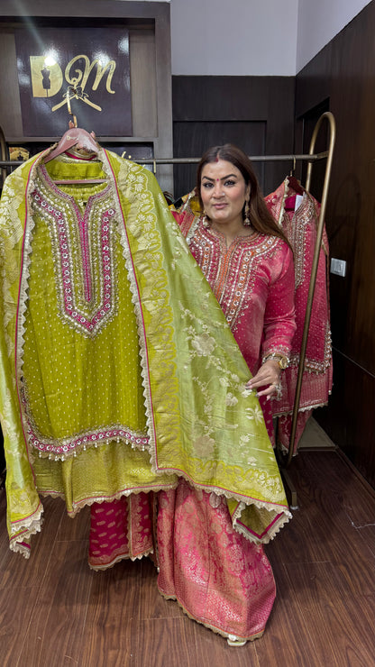 Alina Shimmer Tissue Sharara Suit