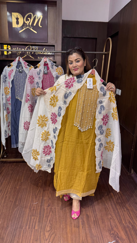 Aarvini (Masleen Cotton Unstitch Suit)