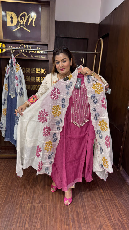 Aarvini (Masleen Cotton Unstitch Suit)