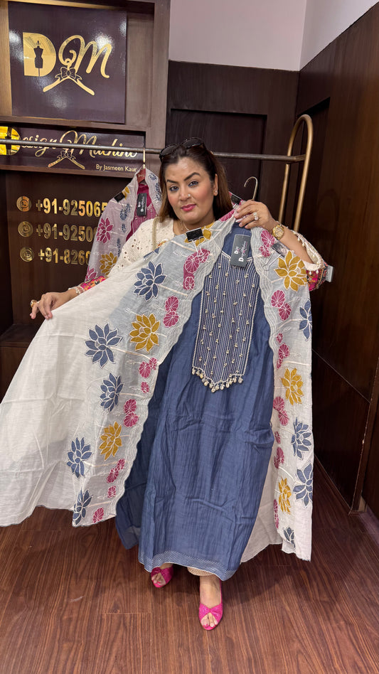 Aarvini (Masleen Cotton Unstitch Suit)