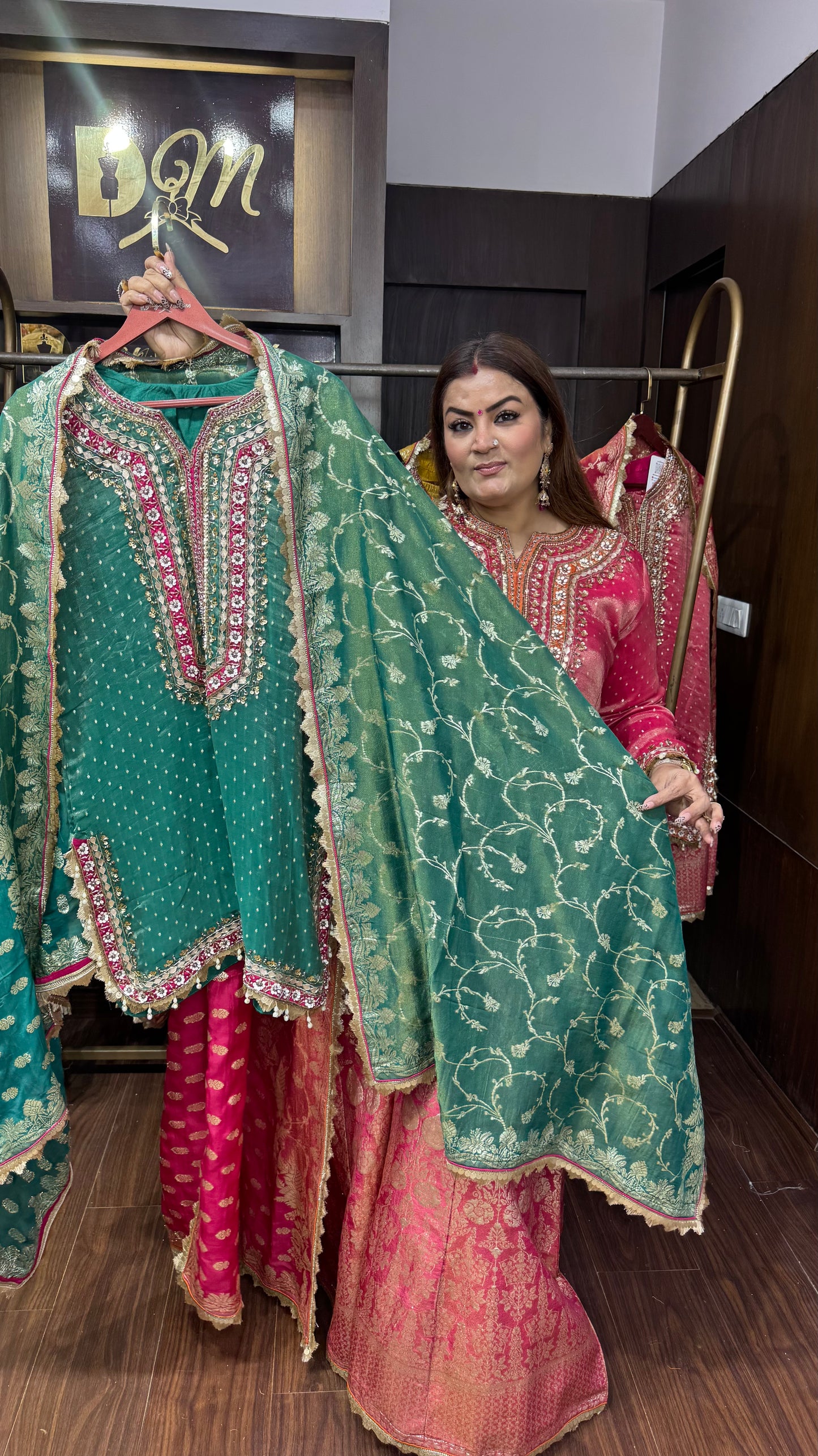 Alina Shimmer Tissue Sharara Suit
