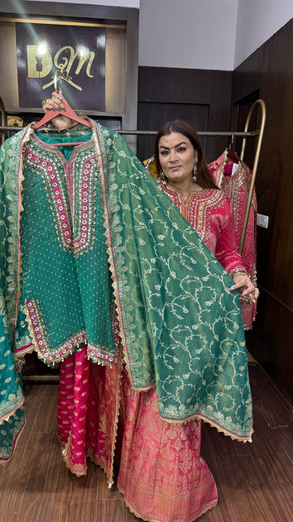 Alina Shimmer Tissue Sharara Suit