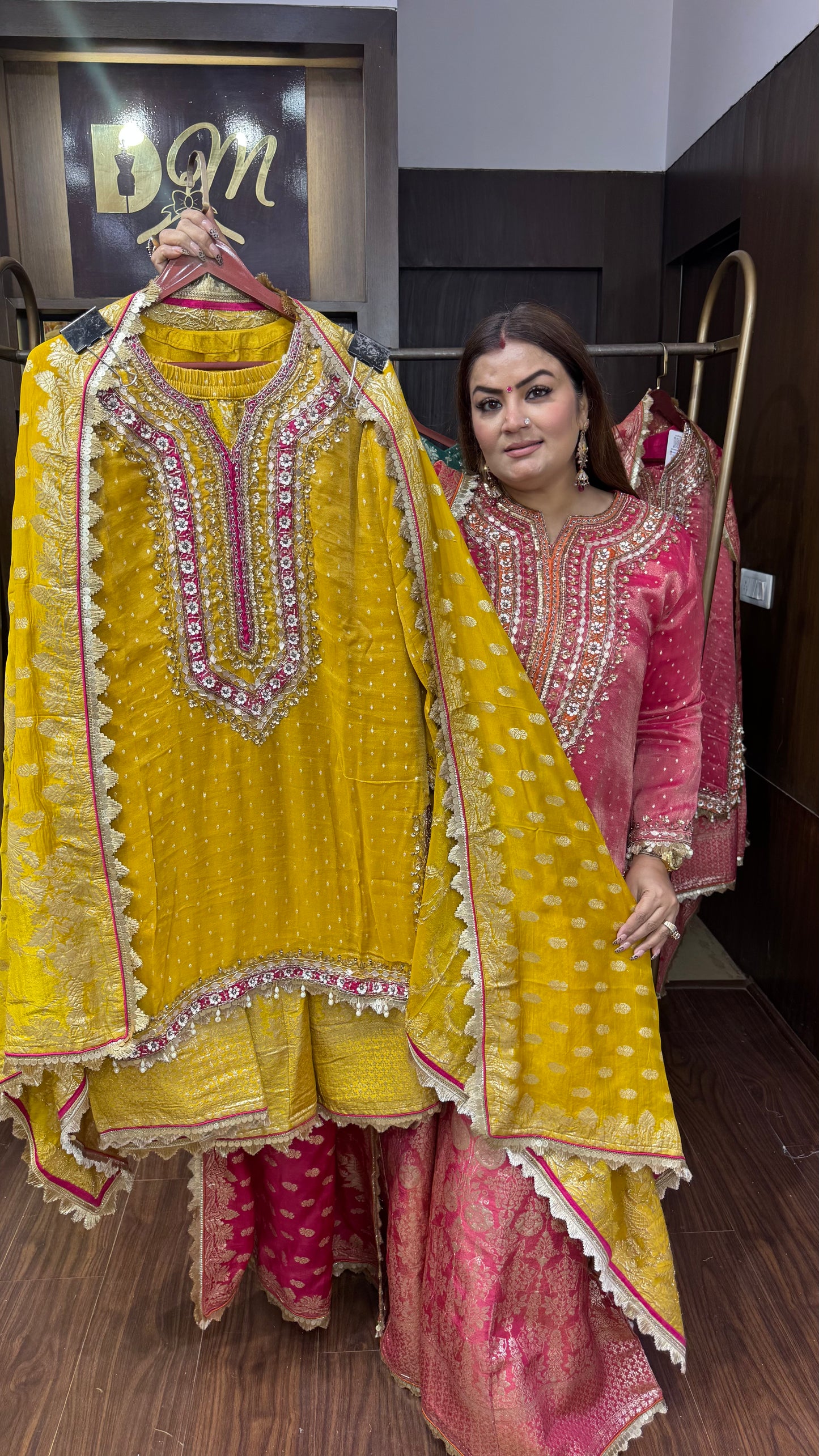 Alina Shimmer Tissue Sharara Suit