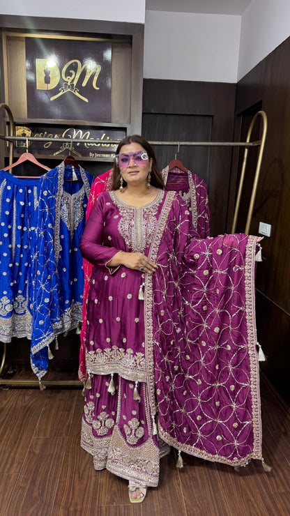 Richa (Pure Chinnon Sharara Suit)