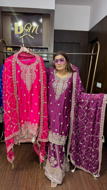 Richa (Pure Chinnon Sharara Suit)
