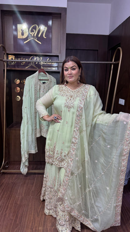 Erica (Pure Chinnon Sharara Suit)