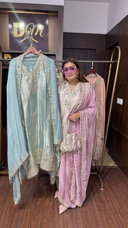 Pure Ziraff Tissue Farshi Salwar Suit