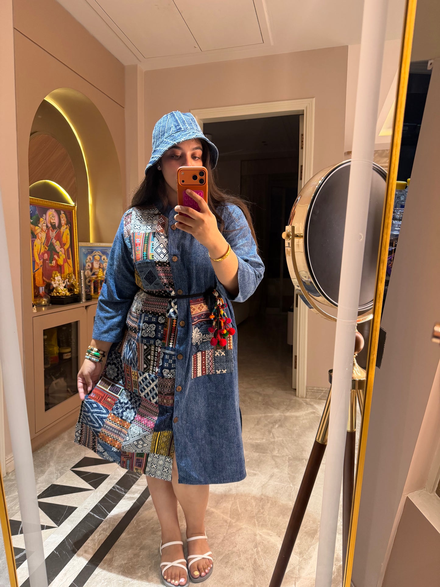 Evara (Beautiful Soft Denim Dress With Two Pockets With Belt)