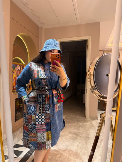 Evara (Beautiful Soft Denim Dress With Two Pockets With Belt)