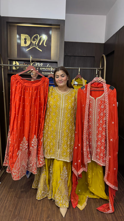 Alinae (Pure Chinnon Fabric Sharara Suit)