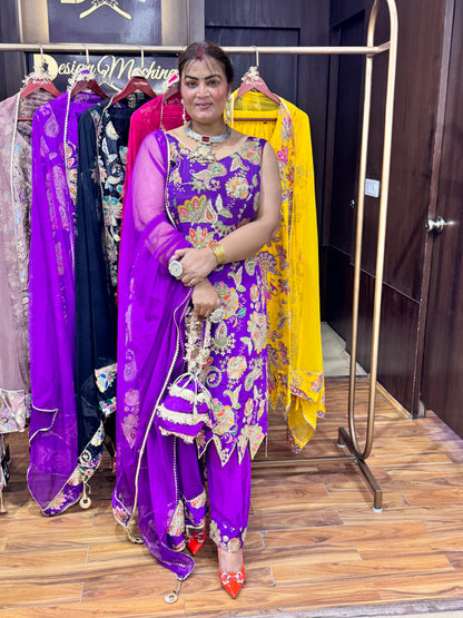 Crepe designer suit