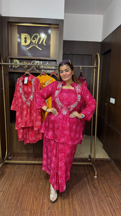 Masleen Cotton 3 Piece Indo Western Set