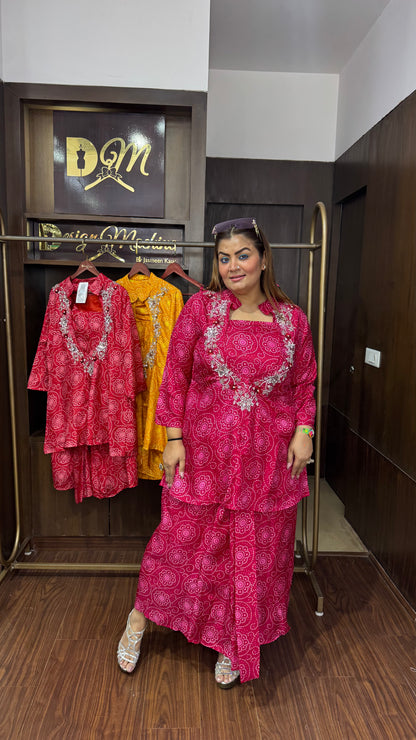 Masleen Cotton 3 Piece Indo Western Set