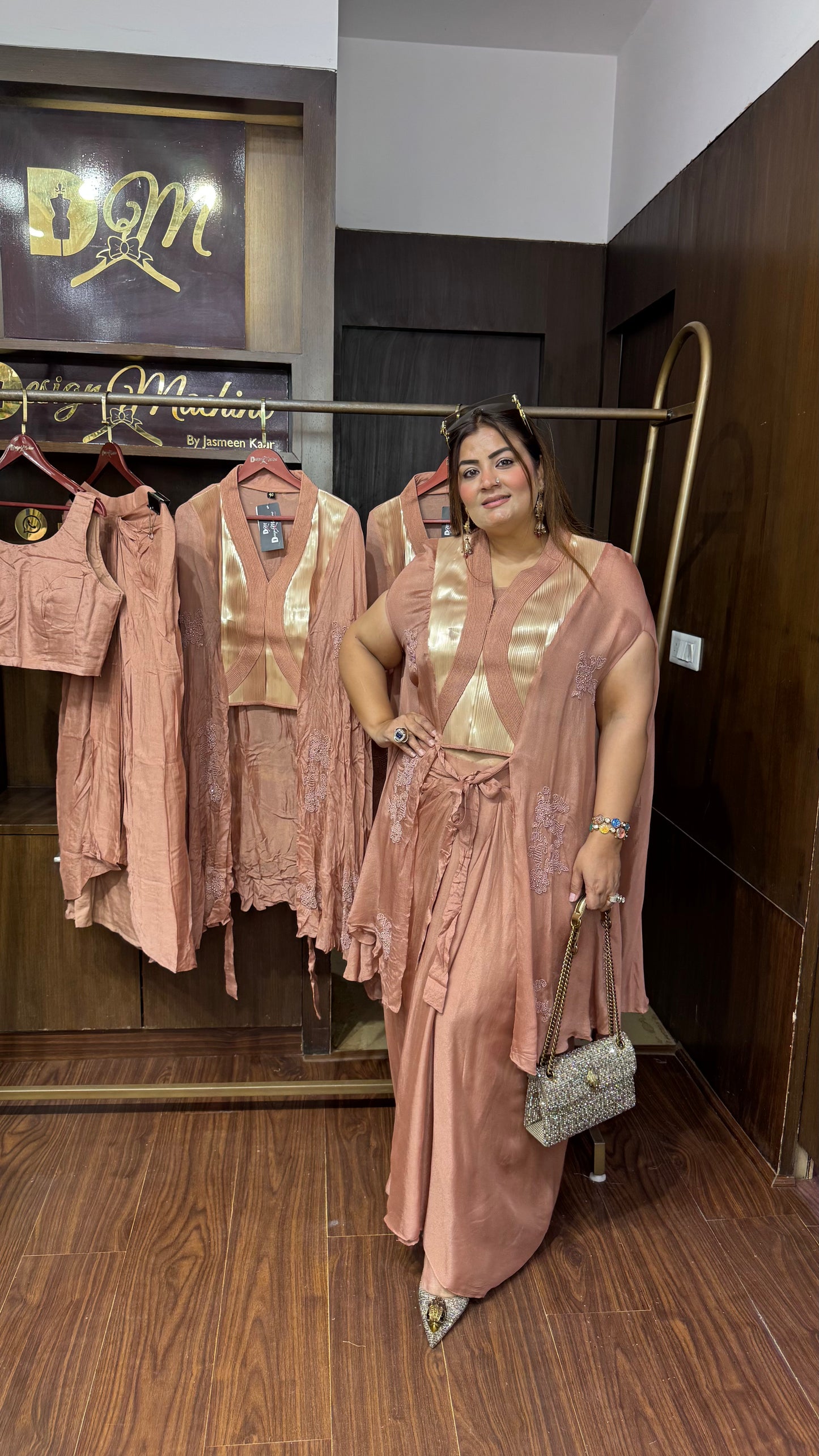 Shreshta (Pure Chinnon 3 Piece Indo Western)