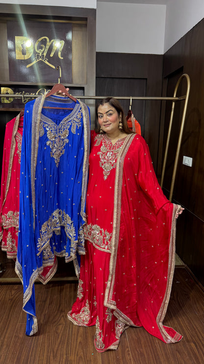 Ridham (Pure Chinnon Sharara Suit)