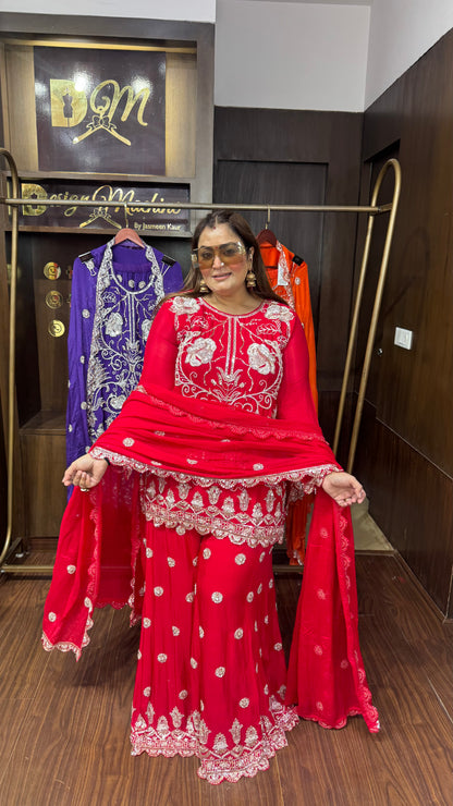 Riti (Pure Chinnon Sharara Suit)