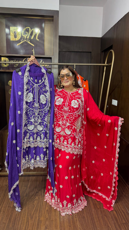 Riti (Pure Chinnon Sharara Suit)