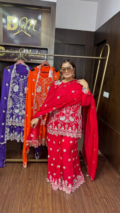 Riti (Pure Chinnon Sharara Suit)