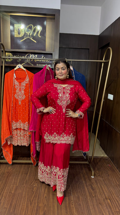Shreeya (Pure Chinnon Sharara Suit)