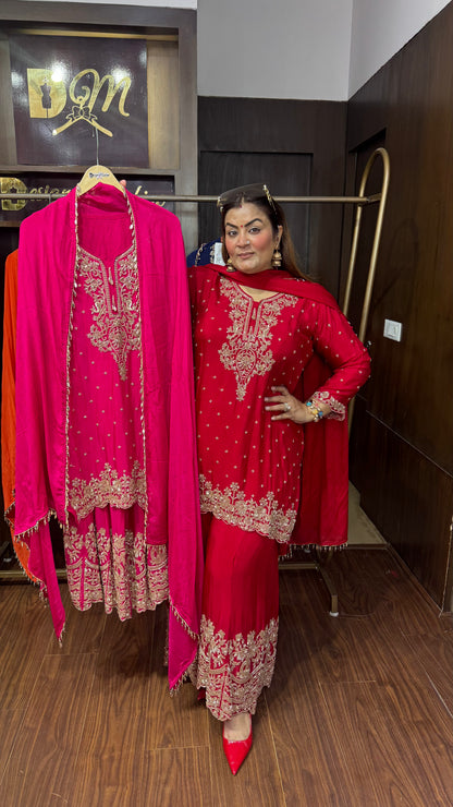 Shreeya (Pure Chinnon Sharara Suit)