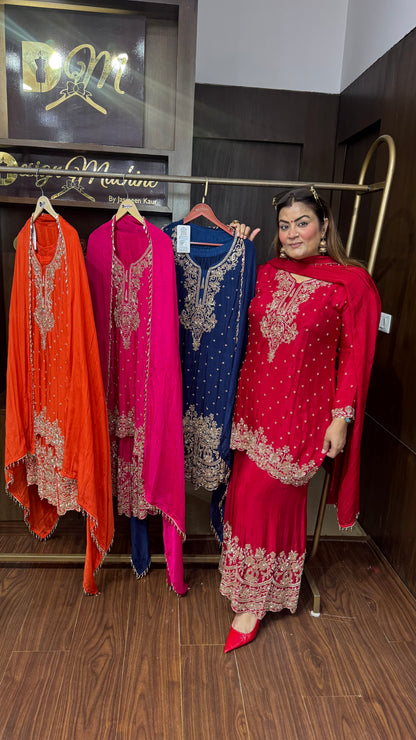 Shreeya (Pure Chinnon Sharara Suit)