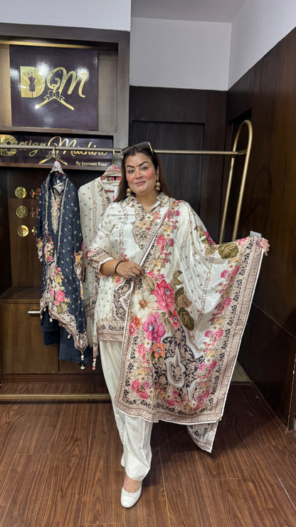 Pure Chinnon Crepe Farshi Salwar Suit