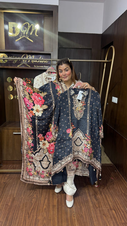 Pure Chinnon Crepe Farshi Salwar Suit
