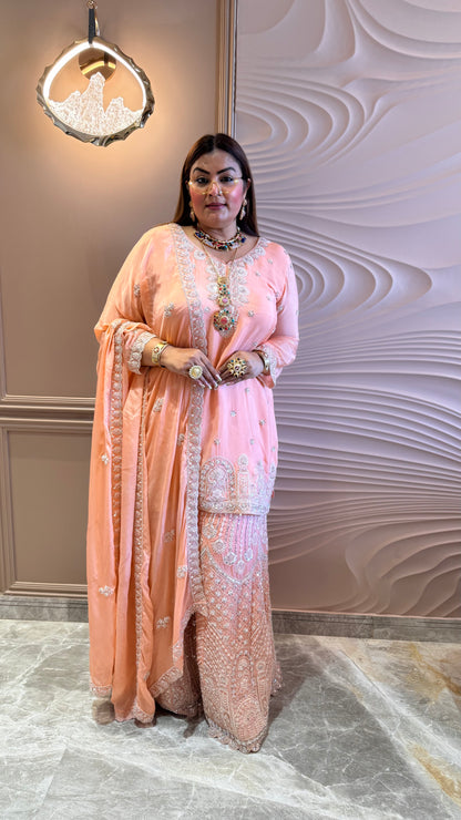 Ruhani Chinnon Crepe (Sharara Suit)