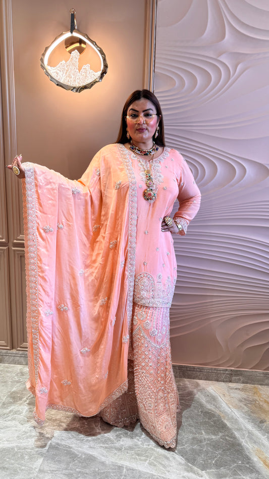 Ruhani Chinnon Crepe (Sharara Suit)