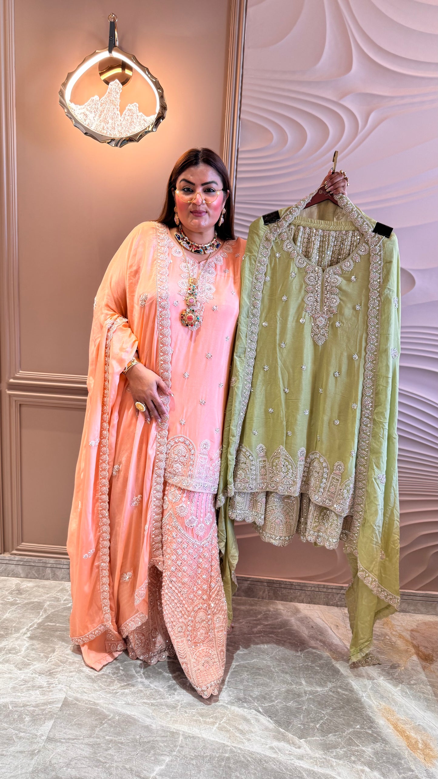 Ruhani Chinnon Crepe (Sharara Suit)