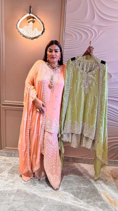 Ruhani Chinnon Crepe (Sharara Suit)