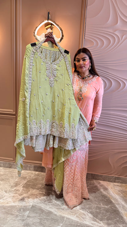 Ruhani Chinnon Crepe (Sharara Suit)