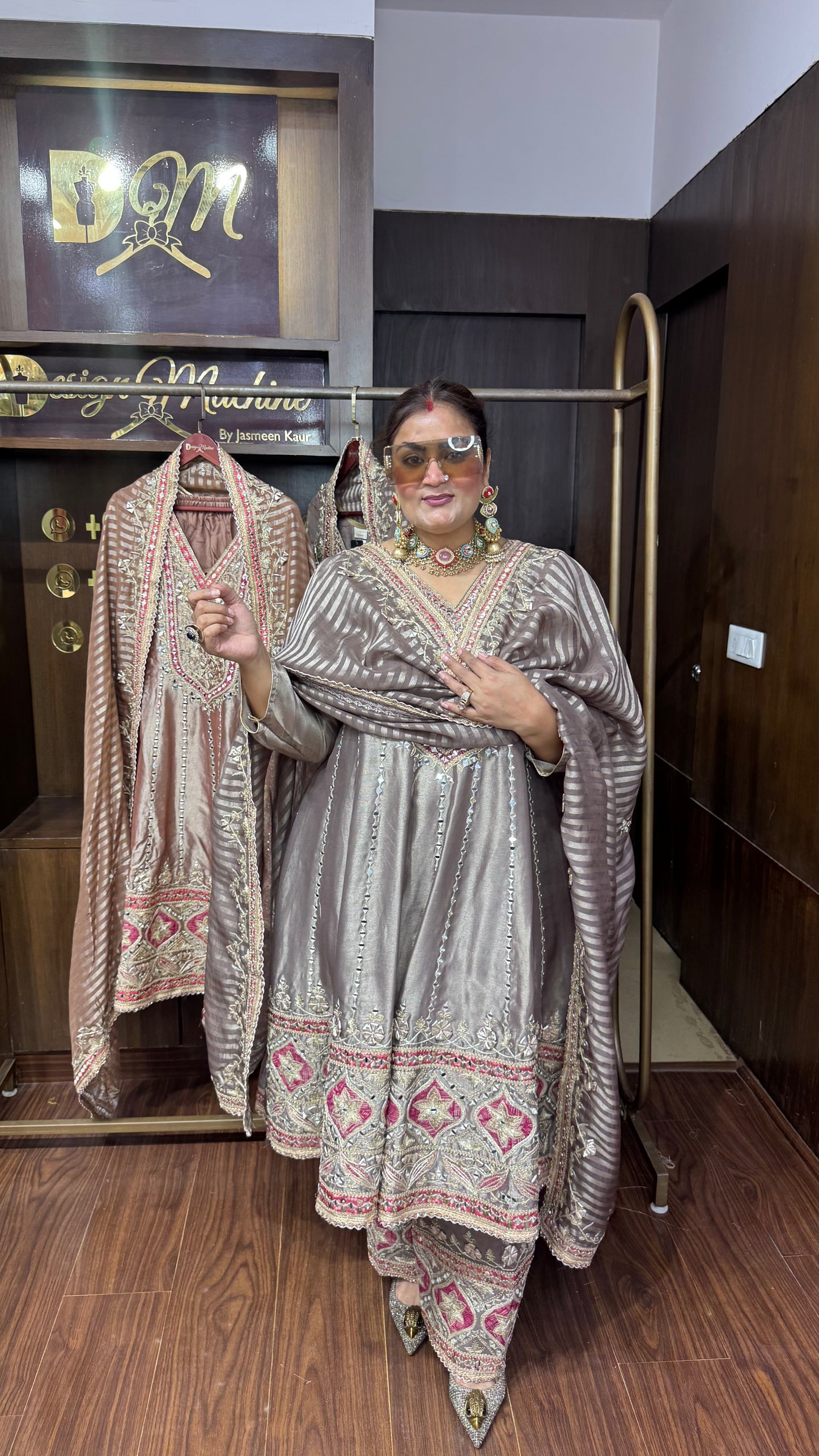 Ziva Glass Tissue Anarkali Suit