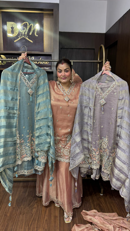 Meher Crush Tissue Sharara Suit
