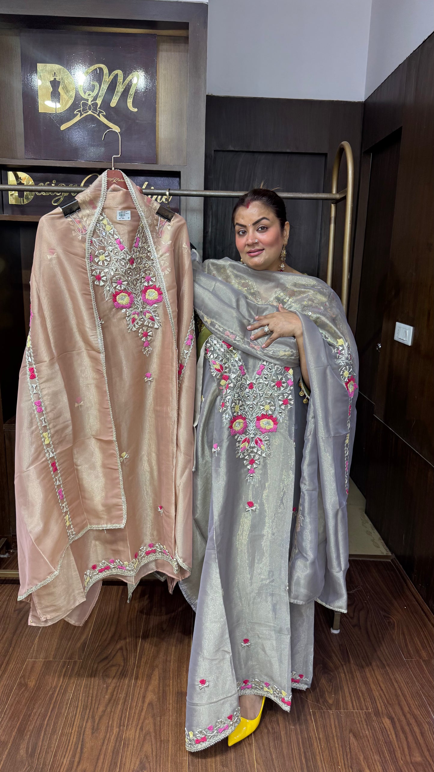 Alina Glass Tissue Unstitched Suit