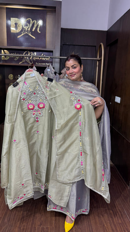 Alina Glass Tissue Unstitched Suit