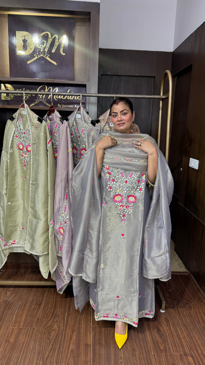 Alina Glass Tissue Unstitched Suit