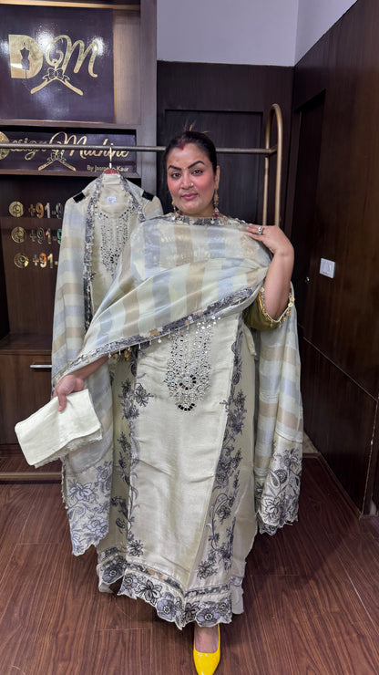 Aaliya Glass Tissue Unstitched Suit