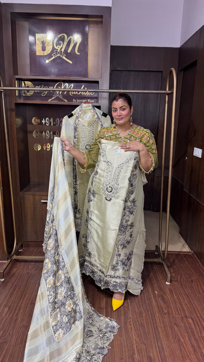 Aaliya Glass Tissue Unstitched Suit