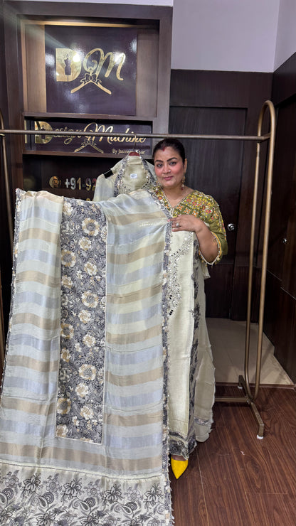 Aaliya Glass Tissue Unstitched Suit